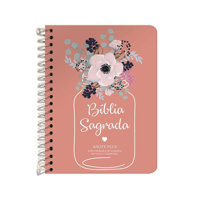 Bíblia Anote Espiral Plus Flor de Pote | ARC | Letra Maior | Capa Dura