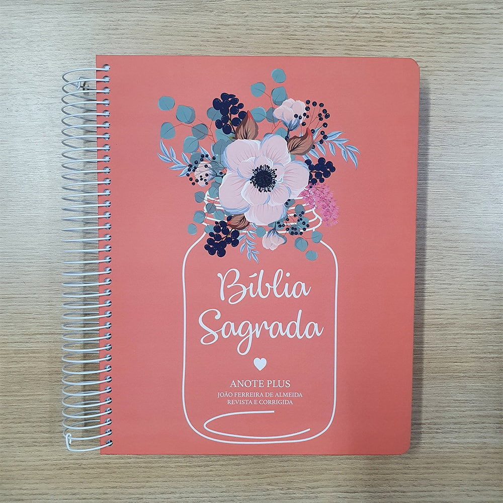 Bíblia Anote Espiral Plus Flor de Pote | ARC | Letra Maior | Capa Dura