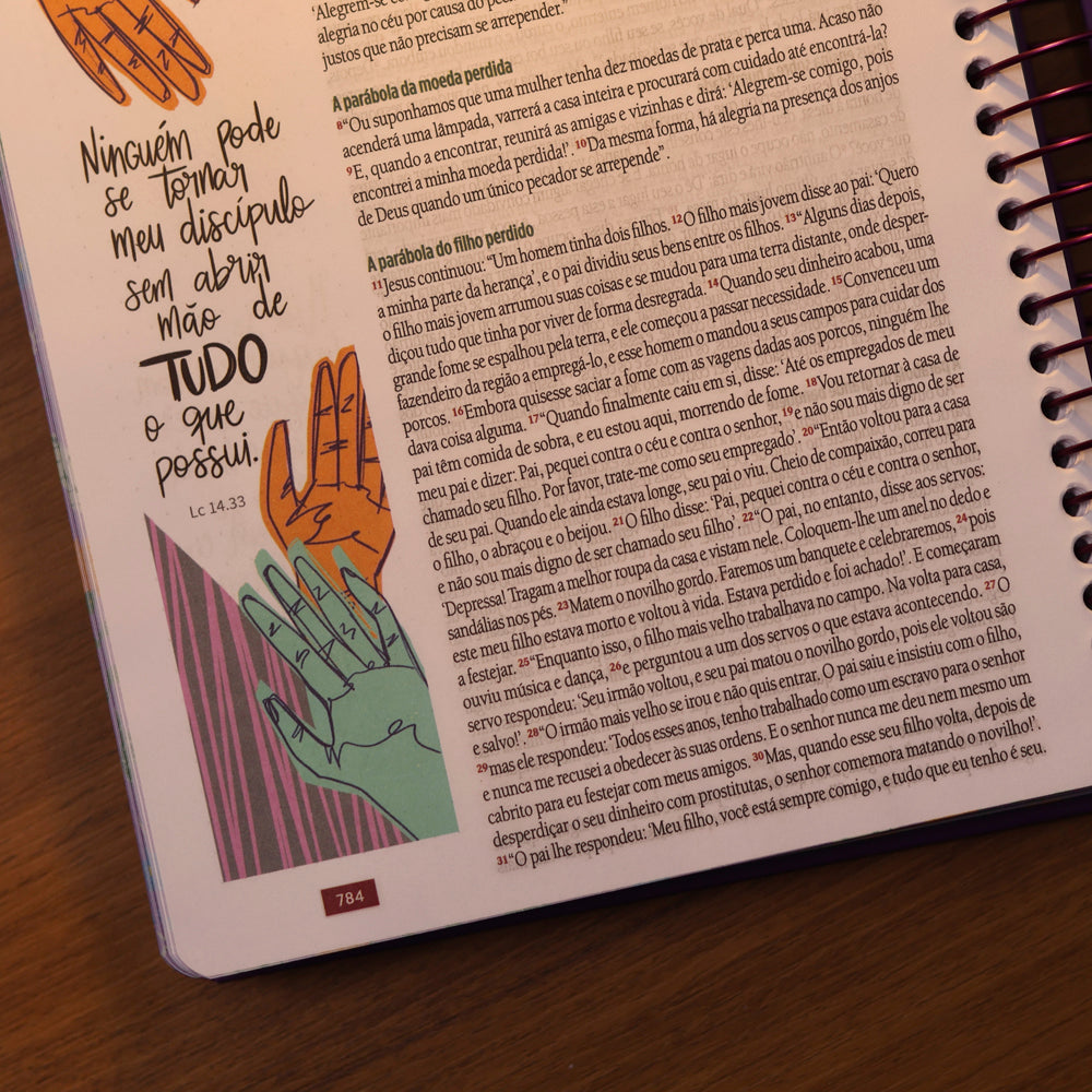 Bíblia Ilustrada Anote Mensagem de Fé |  NVT |  Capa Dura