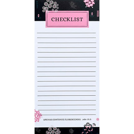 Bloco de Anotações Checklist | Flores Pretas