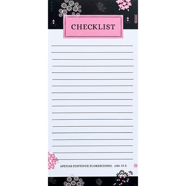 Bloco de Anotações Checklist | Flores Pretas
