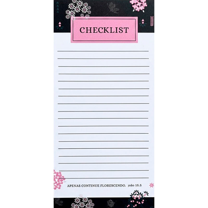 Bloco de Anotações Checklist | Flores Pretas