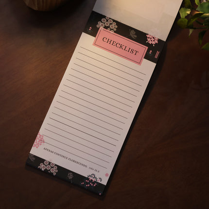 Bloco de Anotações Checklist | Flores Pretas