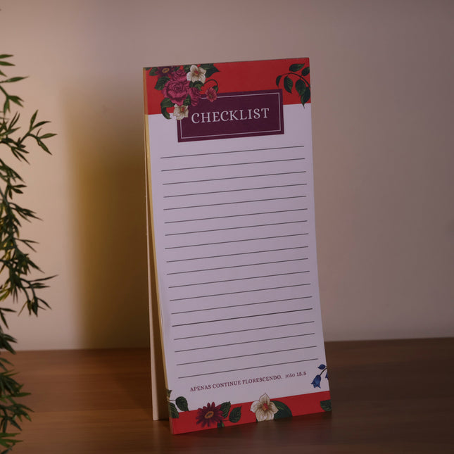 Bloco de Anotações Checklist | Flores Laranjas