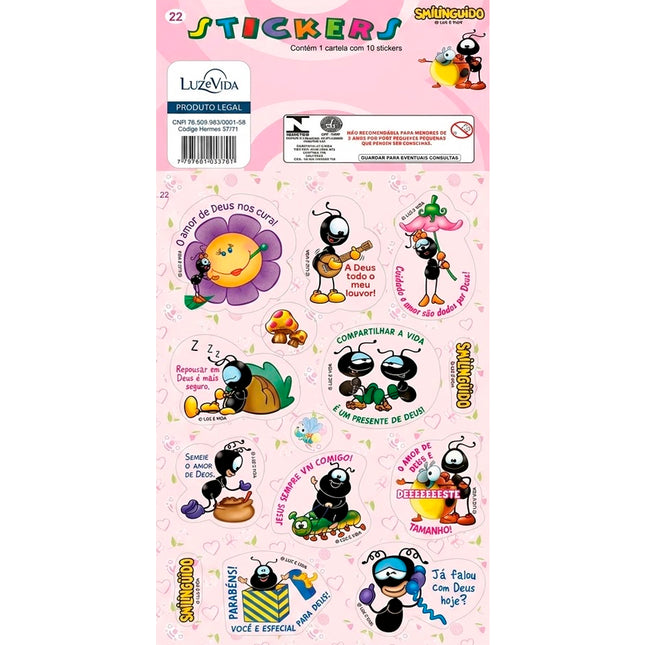 Cartela de Adesivos Stickers | Nº 22 | Smilinguido