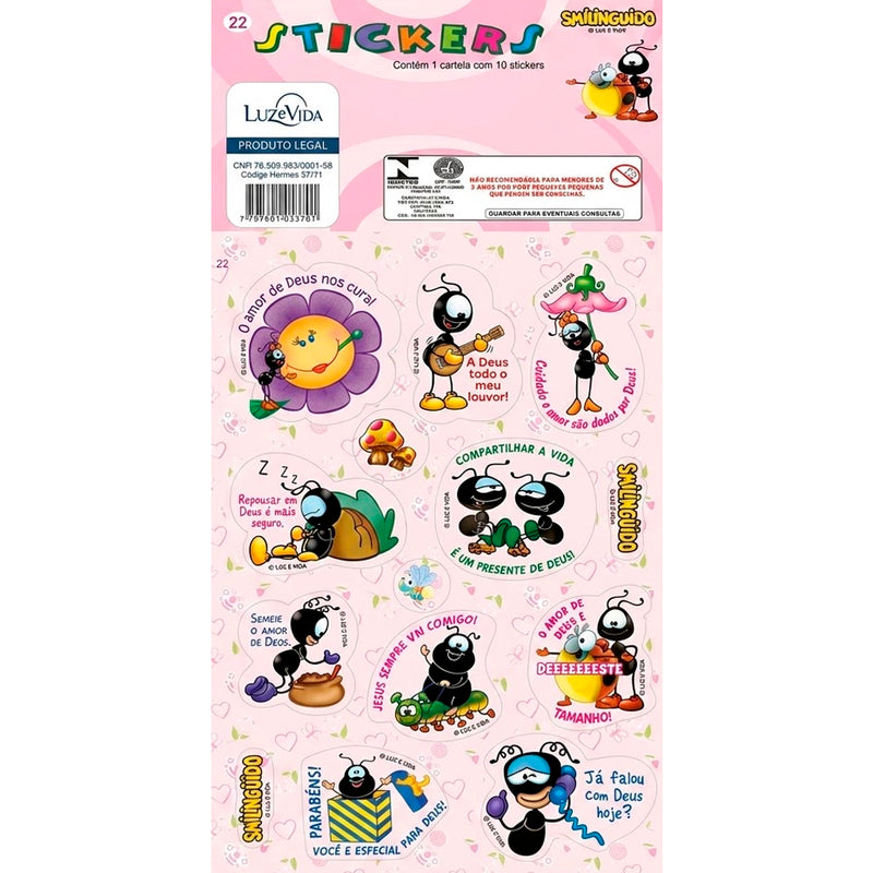 Cartela de Adesivos Stickers | Nº 22 | Smilinguido