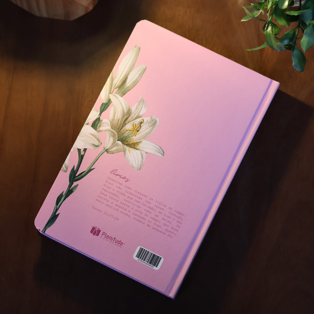 Bíblia Sagrada Lírios Rosa | NVI | Letra Maior | Capa Dura