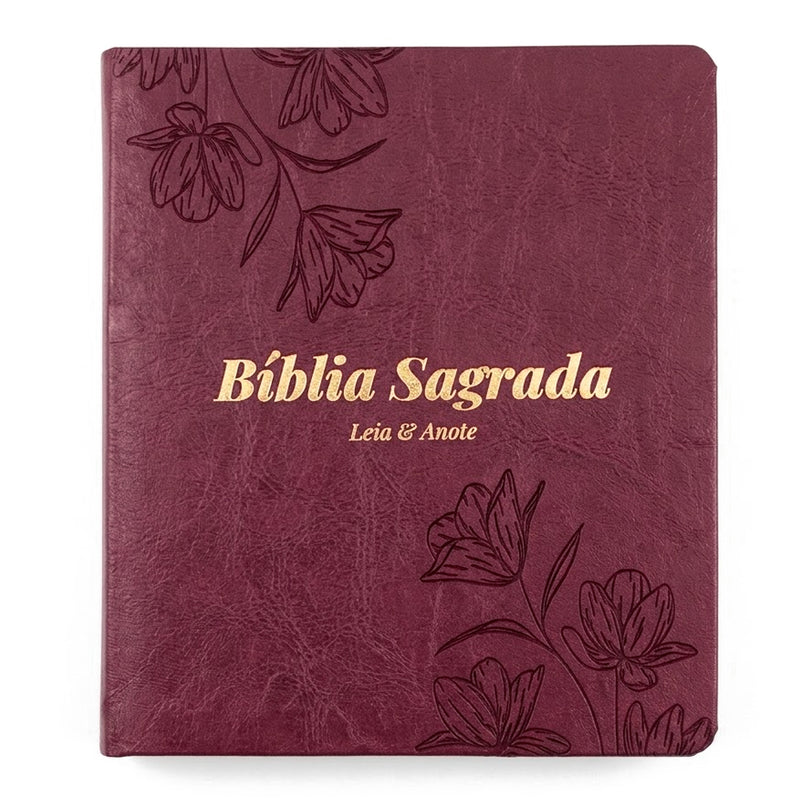 Bíblia Sagrada Jardim da Graça | Leia e Anote | NVI | Capa Luxo Vinho