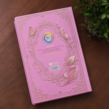Bíblia de Estudo Para o Cotidiano da Mulher | NVA | Full Collor | Capa Dura Rosa Com Folhas