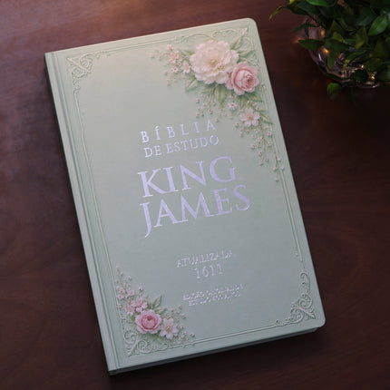 Bíblia de Estudo King James 1611 | KJA 400 Anos| Full Collor | Capa Dura Verde Floral