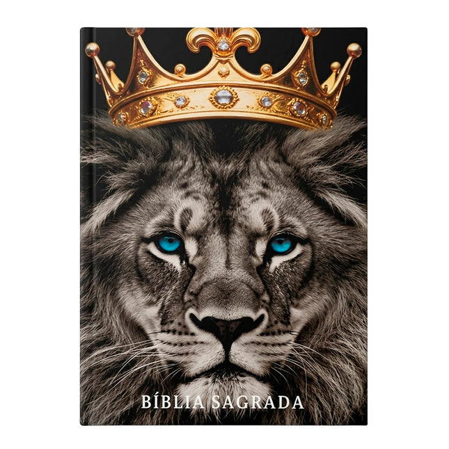 Bíblia Sagrada Leão Coroa Dourada | NVA | Full Color | Capa Brochura