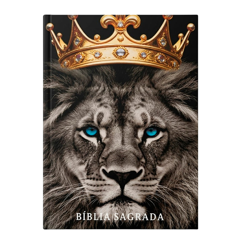 Bíblia Sagrada Leão Coroa Dourada | NVA | Full Color | Capa Brochura