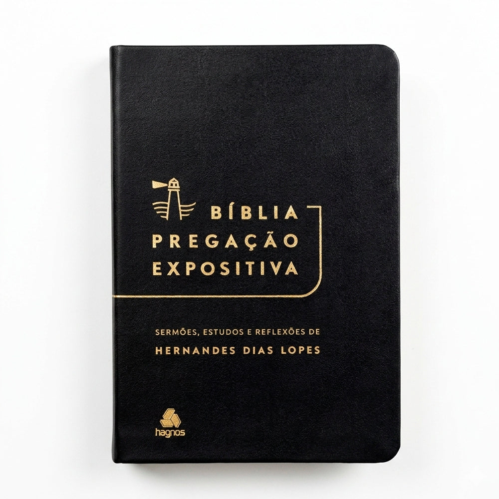 Bíblia Pregação Expositiva | ARA | Letra Normal | PU luxo preta | Hernandes Dias Lopes