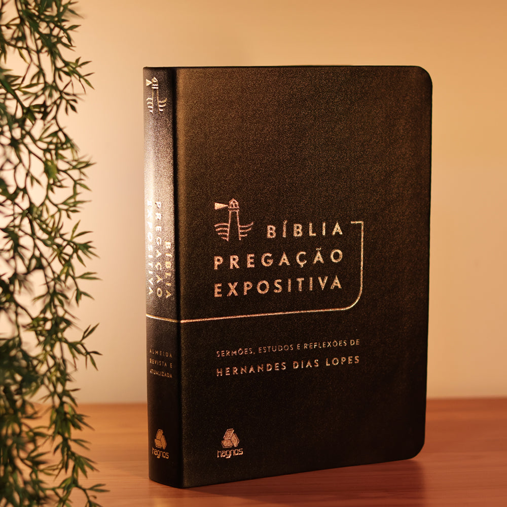Bíblia Pregação Expositiva | ARA | Letra Normal | PU luxo preta | Hernandes Dias Lopes