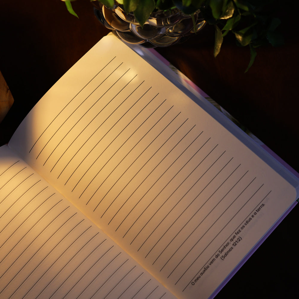 Caderno Moleskine Rosa | Com Pauta | Capa Lírios
