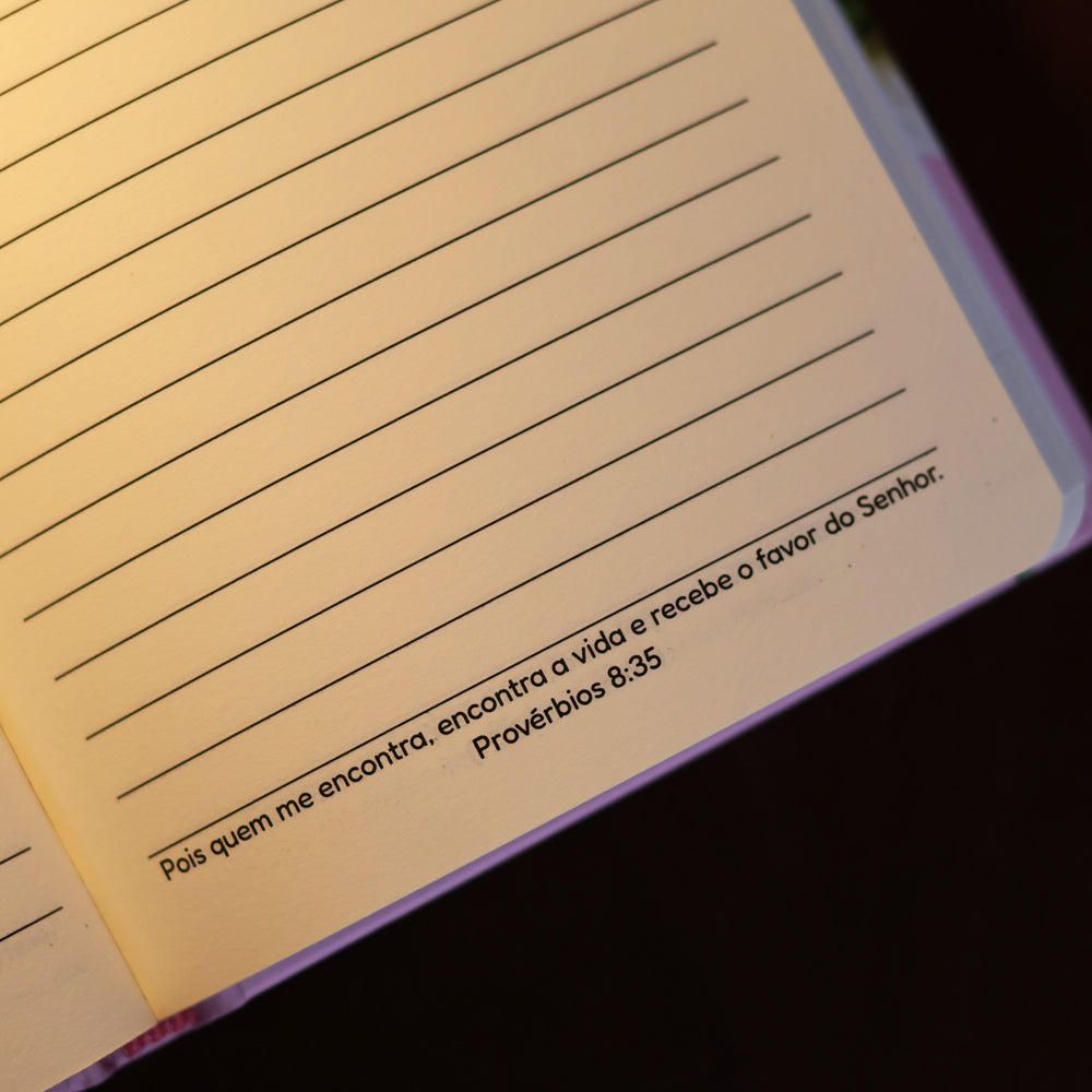 Caderno Moleskine Rosa | Com Pauta | Capa Lírios