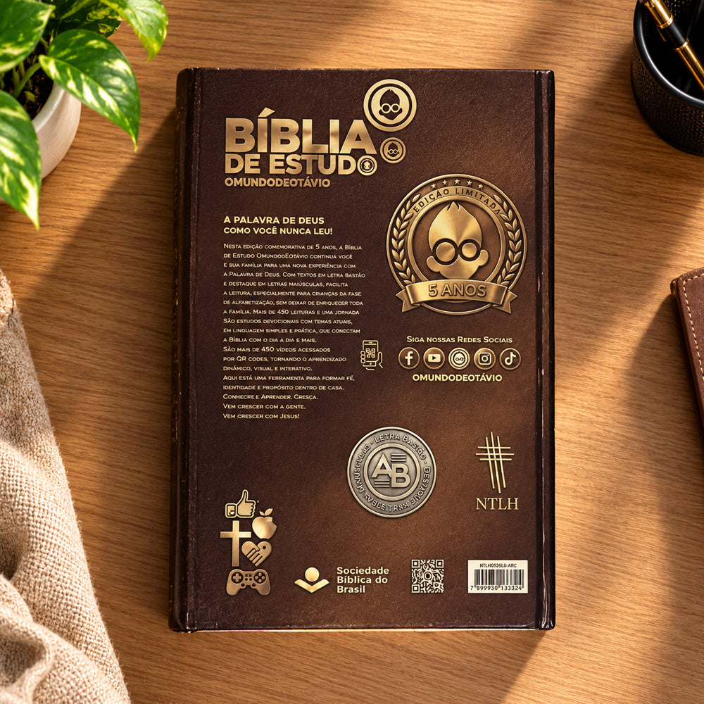 Bíblia de Estudo O Mundo de Otávio | NTLH | Edição Comemorativa | Leão Dourado