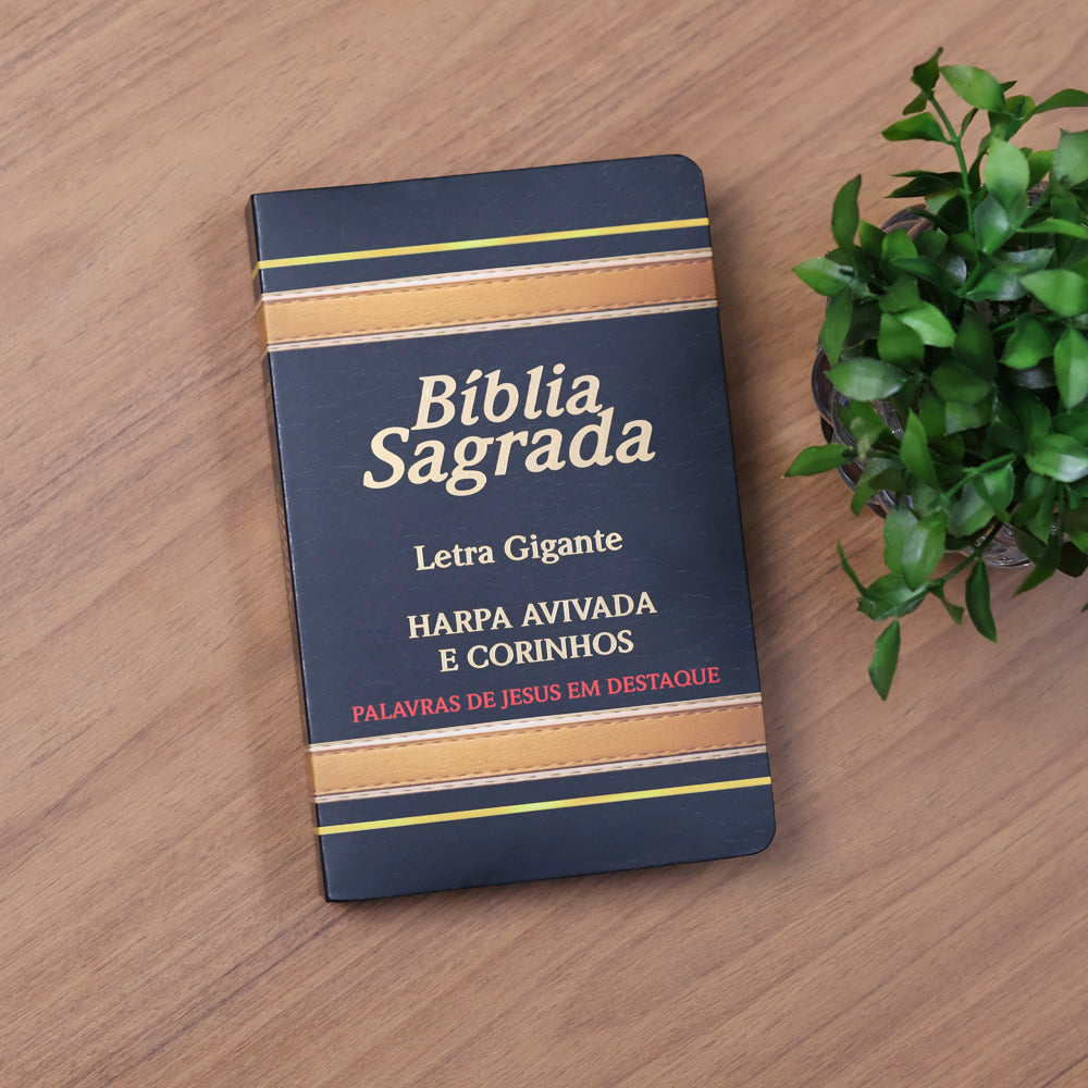Bíblia Sagrada com Harpa Avivada e Corinhos | Letra Gigante | ARC | Laminada Preta e Dourado