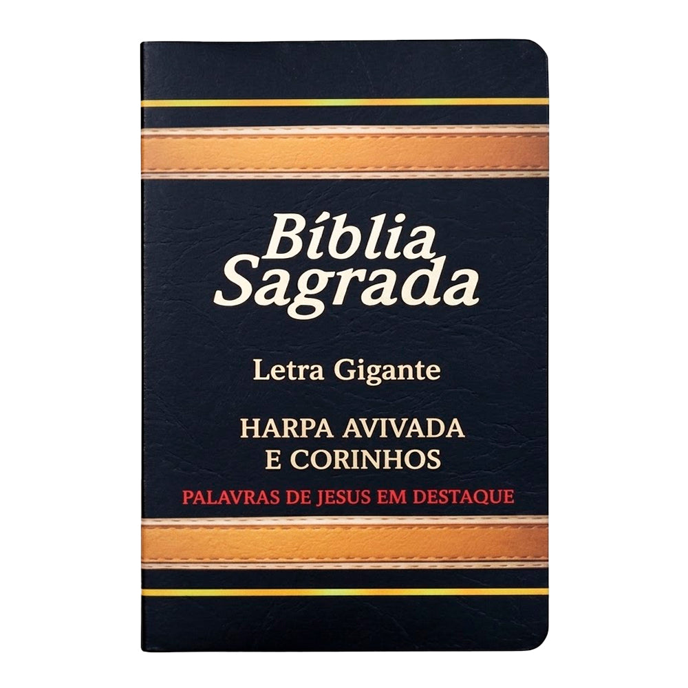 Bíblia Sagrada com Harpa Avivada e Corinhos | Letra Gigante | ARC | Laminada Preta e Dourado