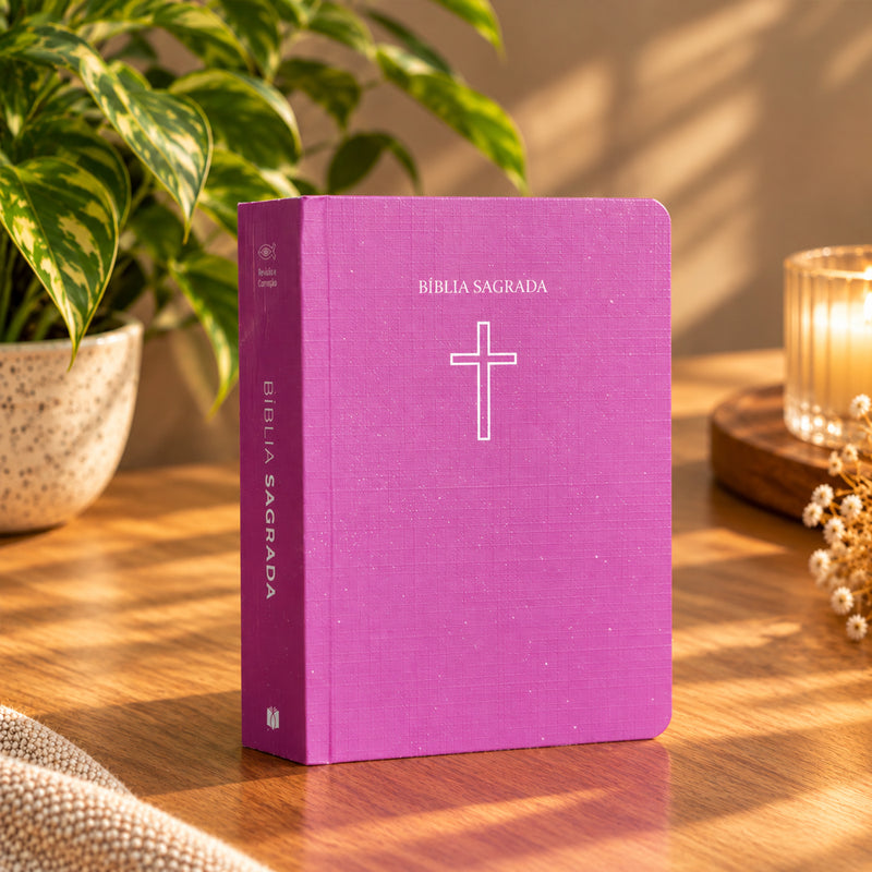 Bíblia Sagrada Pequena | ARC | Capa Brochura Salvos Pela Graça Rosa