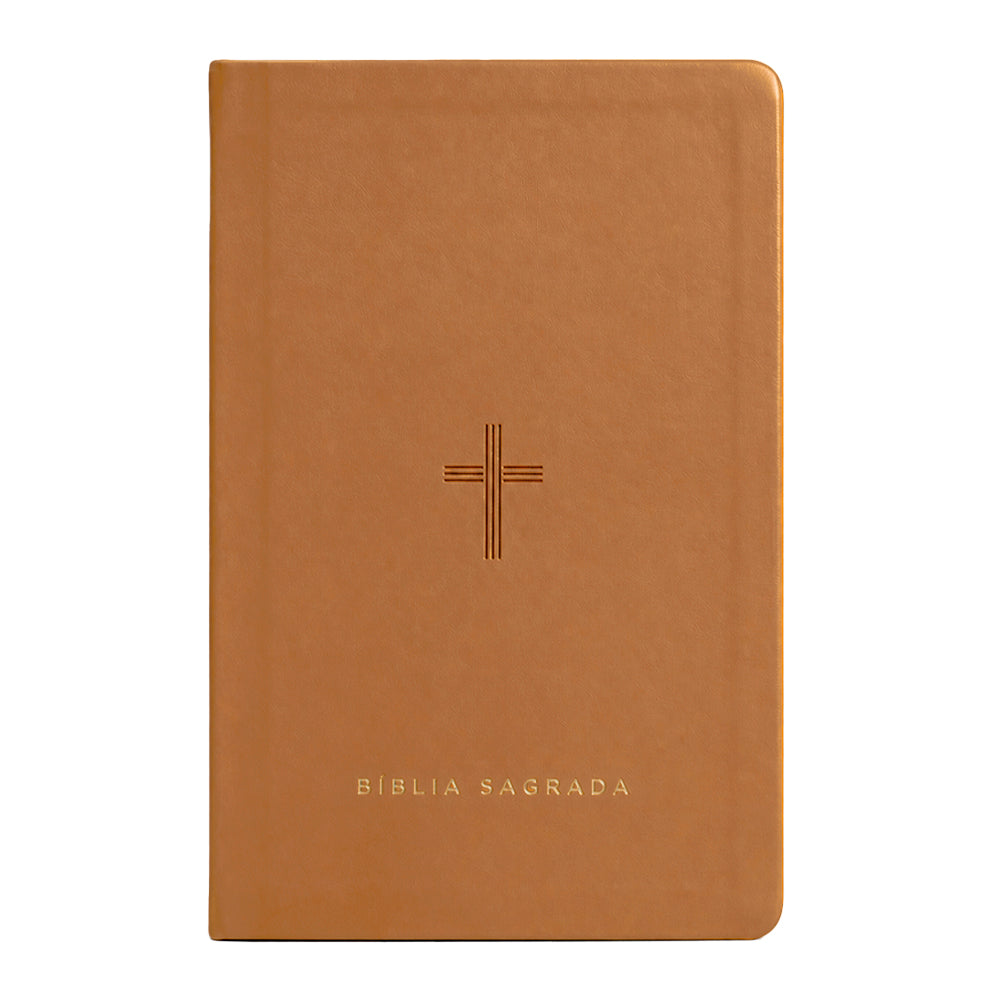 Bíblia Slim Cruz | NVT | Capa Luxo Caramelo