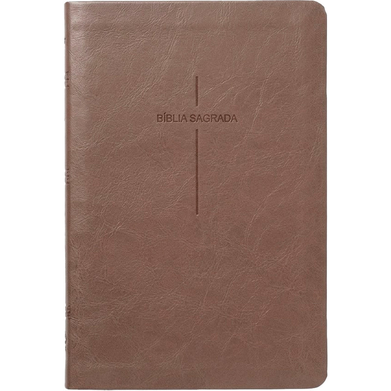 Bíblia Slim NVI Poder da Cruz, capa luxo fendi com cruz longa em baixo relevo