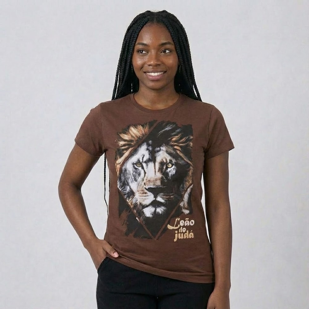 Camiseta Feminina Marrom | Leão de Judá | P
