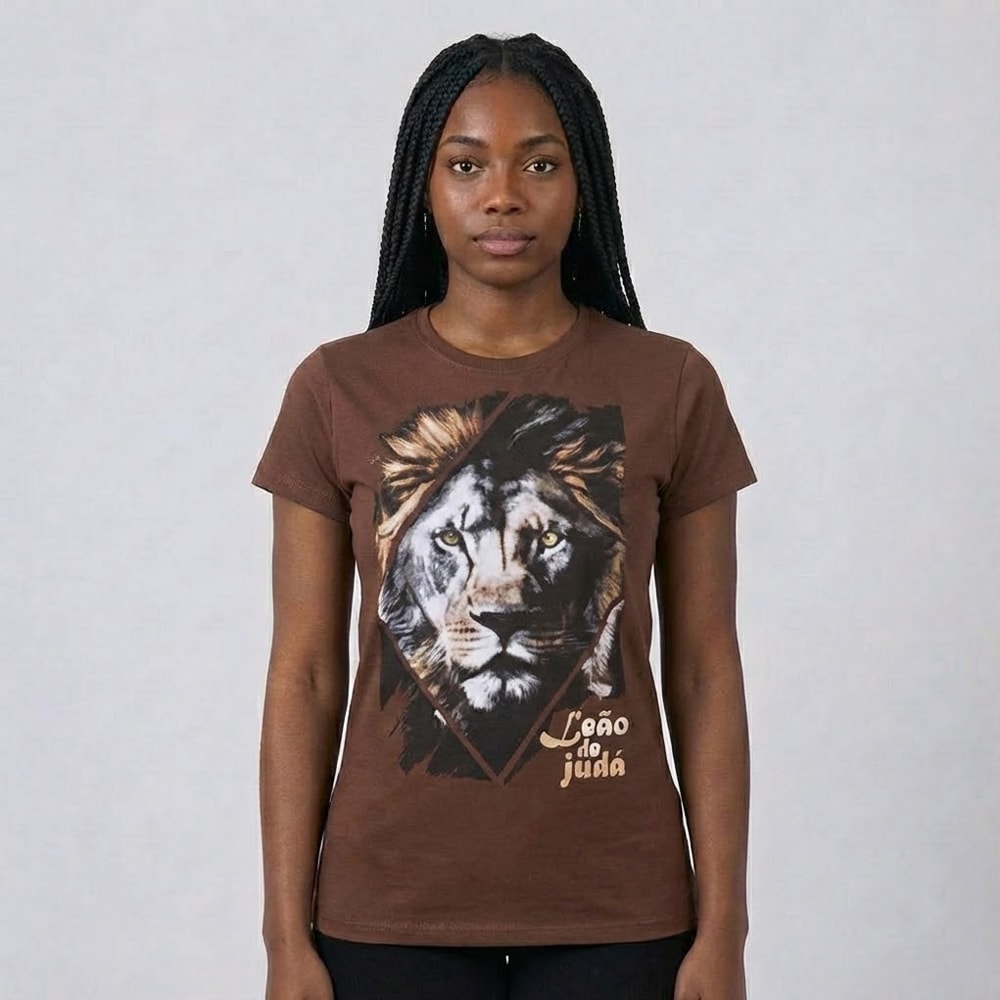 Camiseta Feminina Marrom | Leão de Judá | P