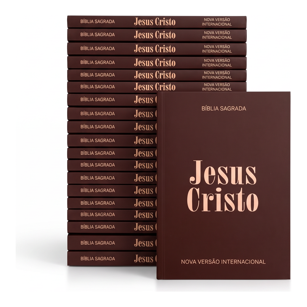 Kit Bíblia Sagrada Jesus Cristo | NVI | Capa Brochura Marrom 100un