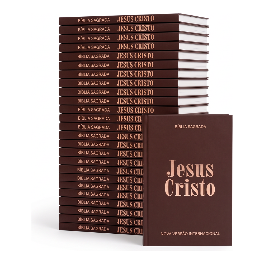 Kit Bíblia Sagrada Jesus Cristo | NVI | Capa Brochura Marrom 50un