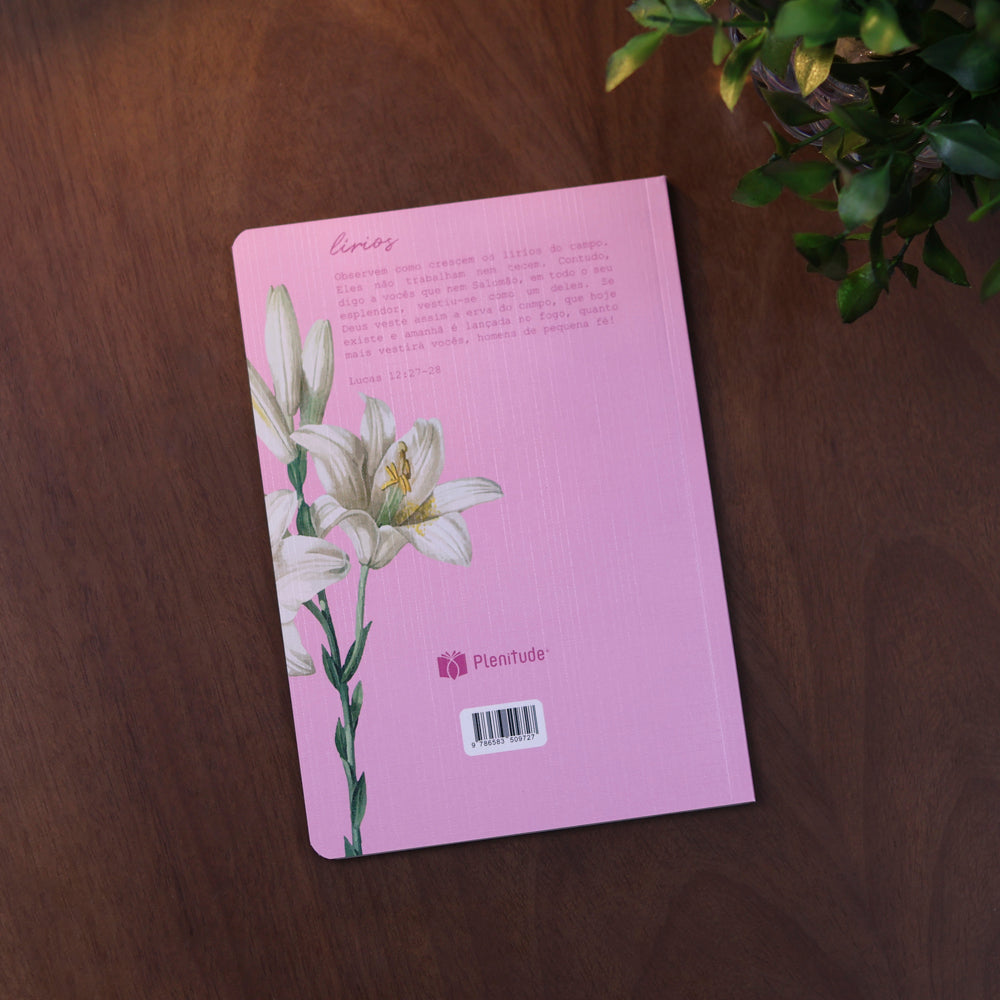 Kit Bíblia Sagrada Lírios Rosa | NVI | Letra Maior | Capa Dura + Bloco de Anotações Lírios Rosa | Capa Brochura