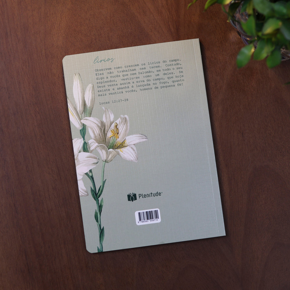 Kit Bíblia Sagrada Lírios Verde | NVI | Letra Maior | Capa Dura + Bloco de Anotações Lírios | Capa Brochura