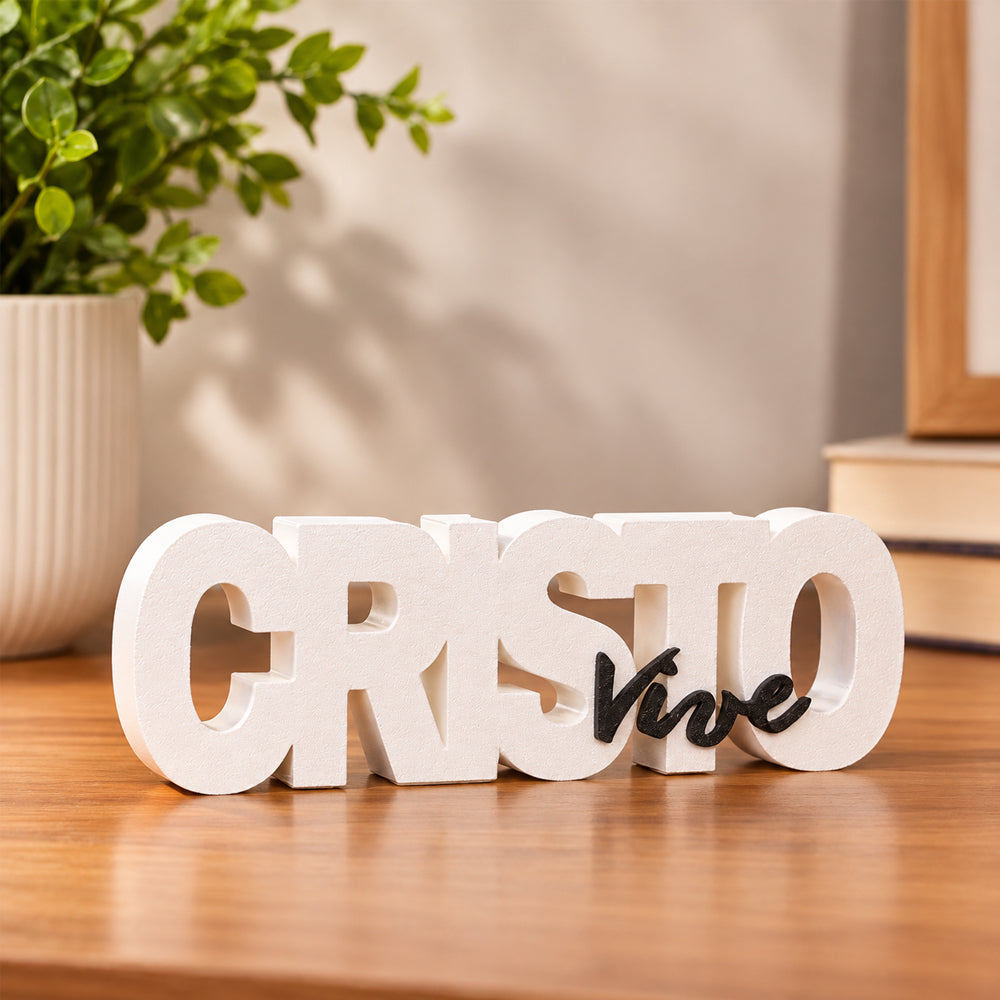 Letreiro Decorativo  3D | Cristo Vive Branco