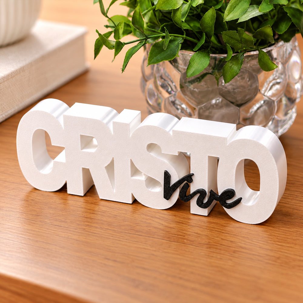 Letreiro Decorativo  3D | Cristo Vive Branco