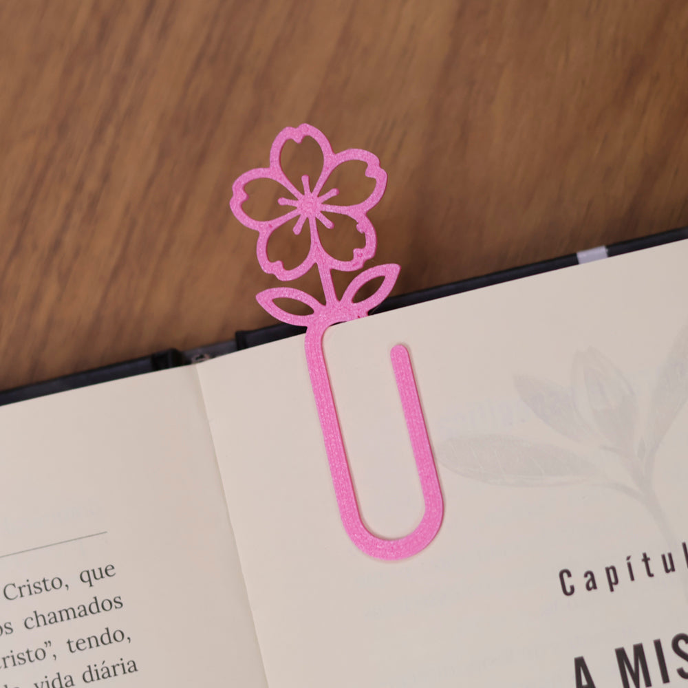 Marca Página 3D | Flor Cerejeira Rosa