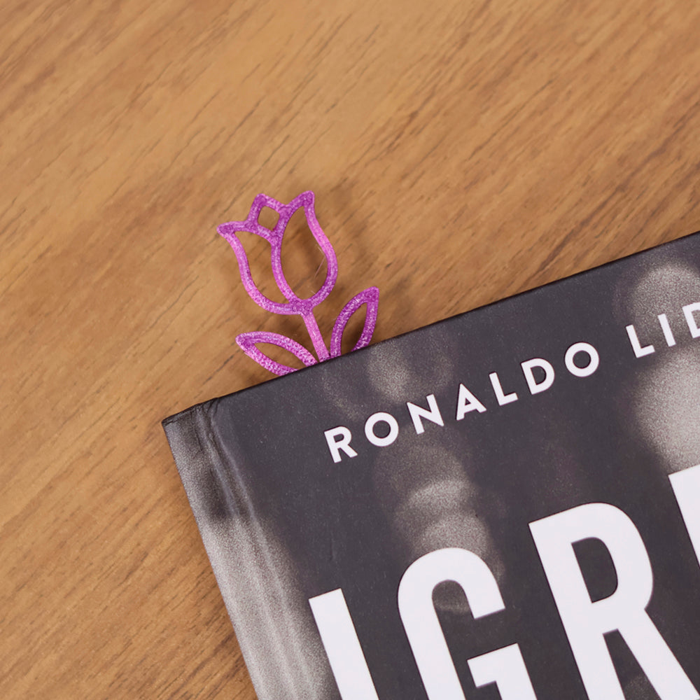 Marca Página 3D | Flor Tulipa Lilás