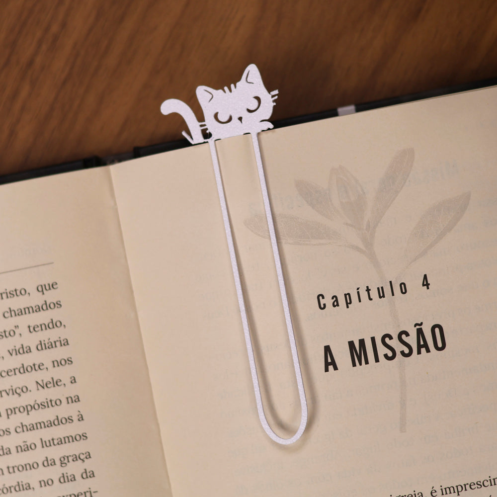 Marca Página 3D | Gato Dorminhoco Branco