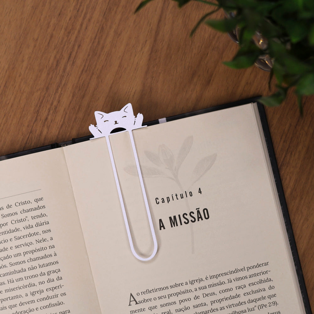 Marca Página 3D | Gato Fofura Branco